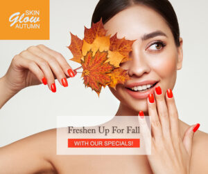 Autumn portrait of beautiful woman with clean fresh skin